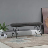 HOMCOM Banc Banquette Design Contemporain Pieds Eiffel en épingles métal Noir revêtement Lin Gris
