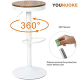YOUNUOKE Tabourets de Bar en Bois Blanc Pivotant 360° et Hauteur Réglable 55-80cm Siège Confortable avec Repose-Pied Chaise Haute pour Bar Cuisine Lot de 2
