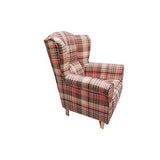 E-MEUBLES Fauteuil pour Le Salon la Chambre à Coucher Pieds en Bois Tissu au Touche agreable SILABELLA (Bleu Marine)