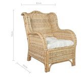 vidaXL Canapé avec Coussin Fauteuil de Salon Chaise de Canapé Salle de Séjour Maison Intérieur Chambre à Coucher Rotin Naturel et Lin