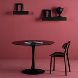 Tousmesmeubles Table de Repas Ronde Noire Pied Central - Still : Noir - L 110 x l 110 x H 75 - Neuf