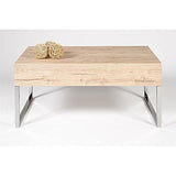 MOBILI FIVER, Table Basse, Evolution XL, Chêne Naturel, Mélaminé/Fer Chromé, Made in Italy