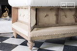 canapé Chesterfield montaigu - Bois Massif, Haute résistance, Grand Confort d'assise, Rembourrage intérieur Dense | Le Charme d'un canapé Chesterfield en Lin - Blanc perlé (L218 x H72 x P82 cm)
