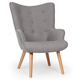 Fauteuil scandinave + pouf Lylou Tissu Gris clair