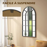 HOMCOM Miroir verrière Arche Style Industriel fenêtre Arcade métal Noir - 110 x 62 cm