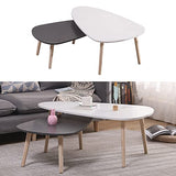 ShiShi Lot de 2 Table Basse Gigogne Scandinave, Table d'appoint Assis sur Le Sol, Table de Salon avec Peids en Hêtre, Tables Gigogne en Bois, Table Basse Moderne (Blanc 98×64×40 cm, Gris 88×48×34 cm)