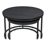 [en.casa] Set de 2 Tables Basses Rondes Gigognes Table de Salon Panneaux de Particules Métal Tailles Différentes Noir