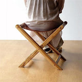 KaTiak Tabouret télescopique Tabouret Pliant Tabouret Pliant en Cuir Camping en Plein air en Bois Pratique Tabouret de pêche Pliant Coussin en Cuir Chaise de Plage