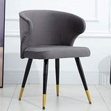 Chaise Design Scandinave,Métal Accueil Dossier Restaurant Simple Négocier Fauteuil En Tissu Velours Rétro (Color : Gray)
