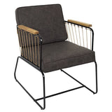 HOME DECO FACTORY HD7163 Fauteuil Assise Siege Salon Pieds, Métal, Marron-Noir-Bois, 63x79x73cm
