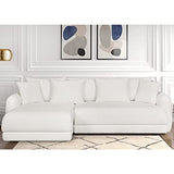 HOMIFAB Canapé d'angle Gauche 5 Places Convertible avec Coffre de Rangement en Tissu bouclettes écru - Giulia