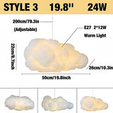 Créatif 3D Nuage Pendentif Lumière PVC Coton Nuage Abat-Jour Lustre Nuage Plafonnier Plafonnier Pour Salle À Manger, Salon, Centre Commercial