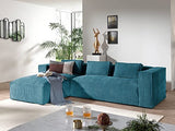 Lisa Design - Canapé d'angle Stella - Canapé 4 Places en Velours Côtelé - Style Contemporain - Fabriqué en Europe - Gauche, Bleu Canard