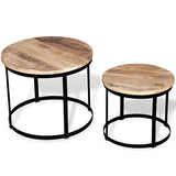 Festnight Lot de 2 Table Basse gigognes Bois Massif Rond Design et Modernes