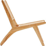 HOMIFAB Fauteuil Lounge en Bois Massif et cannage - Zuma