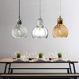 LFsem Moderne Simple Pendentif Lampe En Verre Plafonnier Lampe Fixture Chambre Salle À Manger Bureau Lustre E27 Loft Suspension (Ambre 11cm)