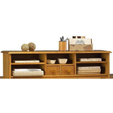 ACTUAL DIFFUSION Windsor Grand Bureau avec Réhausse Pin Massif Miel, 58,3x137,5x99 cm