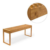 Relaxdays Banc en bambou HxlxP : 47 x 120 x 33 cm banquette jardin Terrasse balcon 3-4 places entrée couloir, Marron