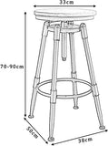 Style Industriel Tabouret de siège Rond Tabourets de Barre de comptoir Chaises de Bar pivotant Réglable Hauteur 70-90cm Charge maximale de 200 kg C