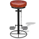 vidaXL Tabouret de Bar en Cuir véritable Style Industriel Vintage