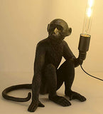 Maojisheng Lampe Singe Assis en Résine, Culot E27 - Pour Bar, Café, Restaurant Décoration d'art etc (Noir - Lampe de Table Assise)
