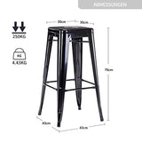 DUHOME Tabouret de Bar en Métal Lot de 2, 76cm Tabouret Haut Empilable Tabouret de Comptoir Industrielle pour Bar Bistro Cuisine