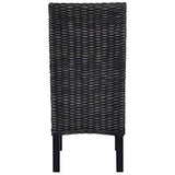 Tidyard Lot de 6 Chaises de Salle à Manger en Rotin Kubu et Bois de Manguier Fabrication à la Main Style Moderne Noir 46 x 61 x 93 cm