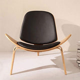 XFENG Chaise Moderne de Style Coquille médiévale, Chaise personnalisée for Avion, chaises de Bureau en Bois Massif avec Tapis et Dos en Cuir, Salon sans Bras en Couleur de Noyer for Le Salon
