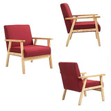 Mingone Fauteuil de Salon en Bois Chaise Longue Relax Chaise D'appoint avec Accoudoirs Chaise de Canapé de Loisirs en Lin pour Salon Chambre Vérandas, Rose