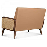 Déco en Ligne Petit canapé Simili Cuir café cannage