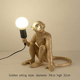 Lampe De Table De Lampe De Singe En Résine Or Noir Et Blanc Moderne Luminaire Bar Lampe De Table Café Adaptée À L'Ampoule Led E27-Lampe De Table Dorée