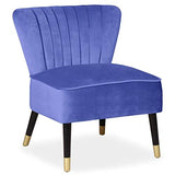 Paris Prix - Lot De 2 Fauteuils Striés en Velours Mili 74cm Bleu