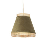 Qazqa Suspension | Lampe suspendue | Éclairage suspendu Rustique Oriental - Frills Lampe Vert Beige Doré/Laiton - E27 - Convient pour LED - 1 x 25 Watt