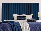 Vente-unique - Tête de lit Coutures Verticales Sarah - 170 cm - Velours - Bleu Nuit