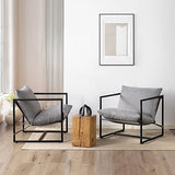 ZINUS Aidan Fauteuil d’exception style suspendu,Fauteuil avec structure en métal et coussins remplis de flocons de mousse, Montage facile sans outils,Fauteuil livré dans une boîte compacte, Gris clair