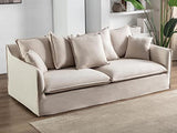 Canapé 3 Places en Tissu et Lin Beige SANKA