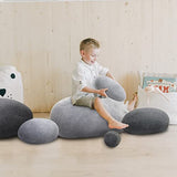 VERCART Gros Coussin de Sol Créatif Rond, énorme Pouf de Décoration pour Salon Terrasse, Coussin Decoratif 3D Imitation Pierre, Mélange de Gris Clair et Foncé 6 Pièces