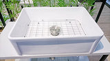 Évier de cuisine réversible de 76,2 cm - En céramique blanche - Avec filtres et grilles inférieures