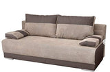 MEUBLO Canapé Convertible 3 Places Tissu + Simili Cuir Nisa (Beige) Canapé en lit Convertible avec Coffre de Rangement 3 Places Relax Droit - en Tissu