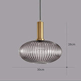 HJXDtech - Suspension Luminaire Industrielle Vintage en Verre Nervuré,Plafonnier avec fini en laiton poli Lustre,Suspension Lampe de Salle à Manger Cuisine Salon Chambre (Gris, 30CM)