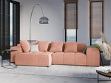 MICADONI - Canapé d'angle Réversible Margo - 4 Places - Velours - Rose