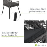 Juskys Ensemble de 2 chaises de Jardin Kastos en Corde - Chaise d'extérieur avec accoudoir et Coussin - Chaise de Jardin supportant 150 kg - Jardin, Balcon - chaises Grises