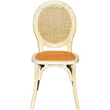 EME Chaise médaillon en Bois décapé d'orme avec Assise en rotin Naturel et Dossier en Grille. Contenu : 1 pièce. Chaise empilable avec Finition Rustique.
