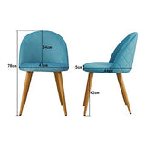 OFCASA 4 x Moderne Chaises de Salle à Manger Velours Bleu Tissu Chaise de Cuisine Rembourrée avec Pieds en Métal Chaises de Salon Meubles
