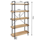 WOLTU Étagère de Rangement Bibliothèque en Bois et Métal à 5 Niveaux, Style Industriel 91x25,5x173 cm, Noir+ Chêne Clair RGB12hei