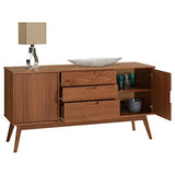 IDIMEX Buffet Tivoli Style scandinave Design Vintage Nordique Commode bahut vaisselier avec 3 tiroirs et 2 Portes battantes, en pin Massif lasuré Brun foncé