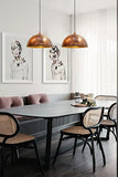 bamyum Suspension Luminaire en Metal de 30 cm, Plafonnier Vintage Peinte à la Main, Lustre Salon, Cuisine, Chambre, Salle à Manger, Couloir, Lampe Ronde E27, Suspension Luminaire, Éclairage Ton Cuivré