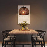 Asvert Suspension Luminaire Industrielle Lampe Suspendue Orientale Ajouré Noir Lustre Percé Abat-jour Métal Bol E27 Lampe de Plafond pour Maison Salon Restaurent Loft Bar [Classe énergétique A++]