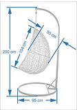 Kideo Swing Chair intérieur & extérieur, Chaise longue Polyrattan, Chaise suspendue, Chaise suspendue avec cadre et coussins (blanc)