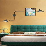 Applique Murale Industrielle Vintage 2 Flammes Lampe Murale Réglable et Extensible Bras Long Pivotant Lampe de Chevet Douille E27 Abat-jour en Métal Noir Éclairage Mural Réglable à 360°, 150 x 95 cm